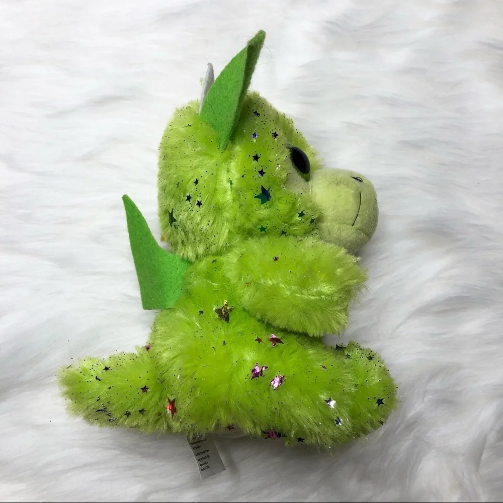 3/$20 PEEK-A-BOO TOYS Metallic Multicolored Star Dragon Plush Green EUC